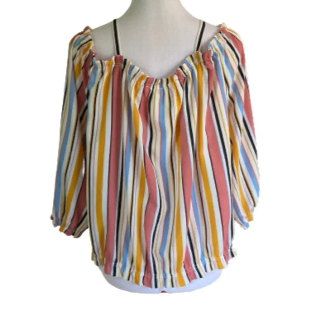 Riley & James Striped Off the Shoulder‎ Peasant Blouse, Size 2X - Picture 4 of 8